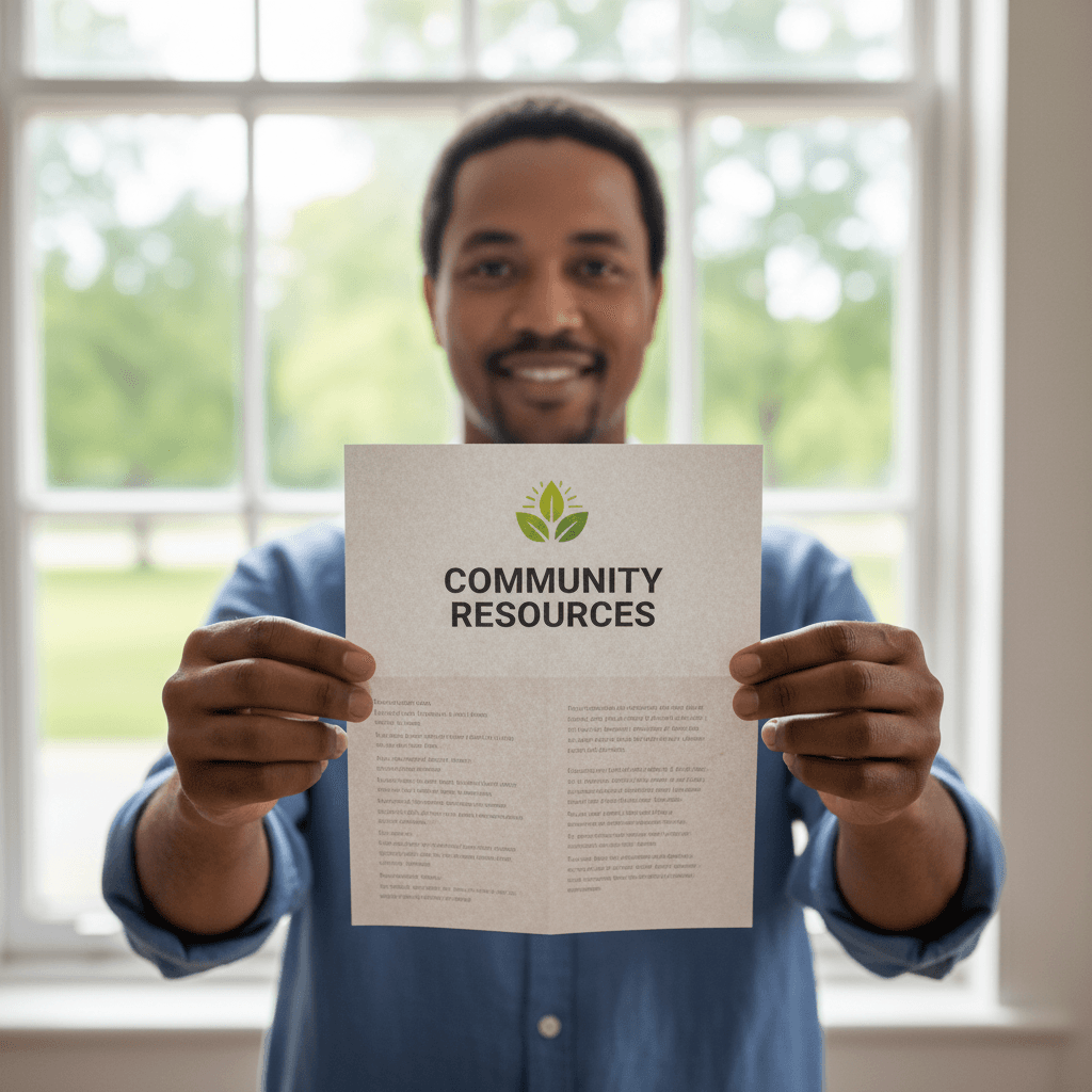 Person holding a resource flyer